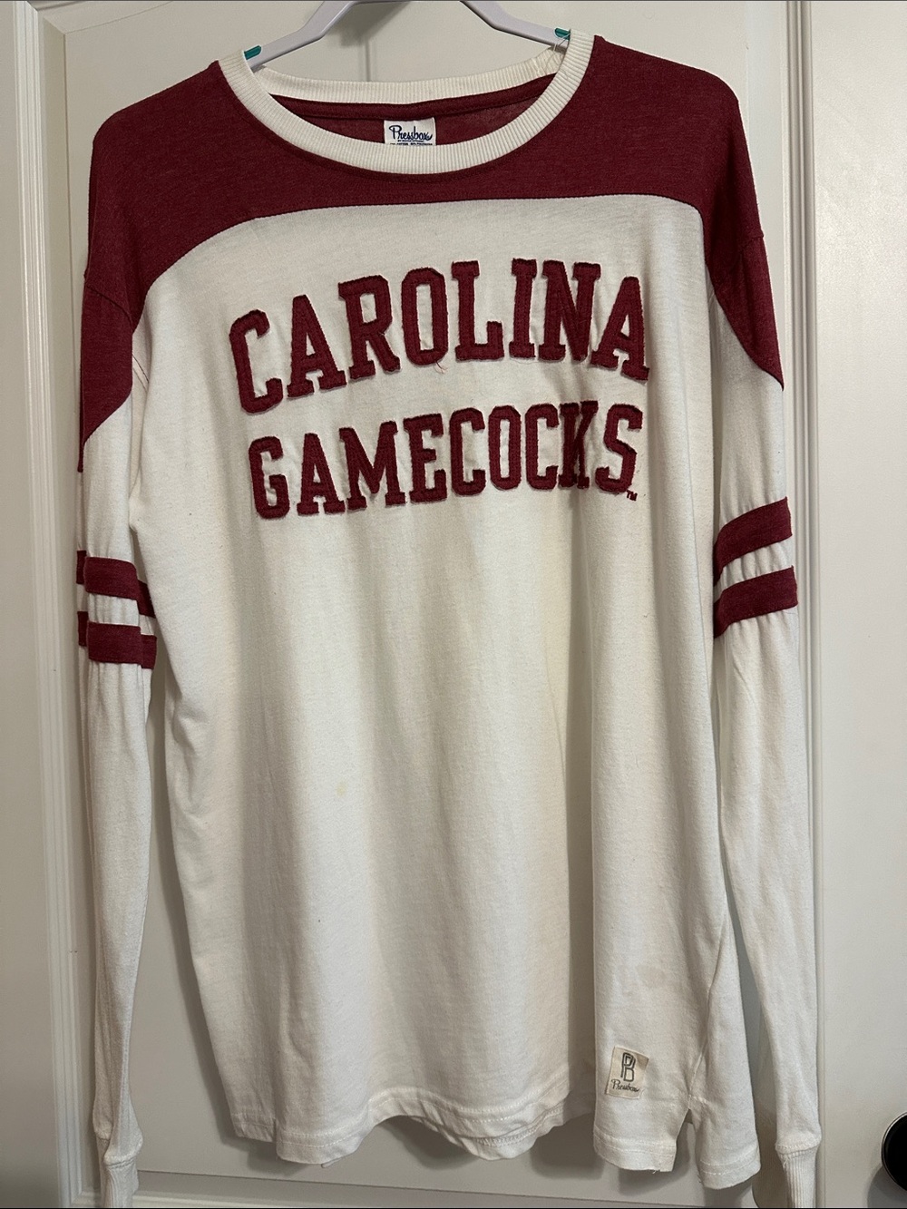 Pressbox Carolina Gamecocks White and Garnet Long Sleeve Jersey